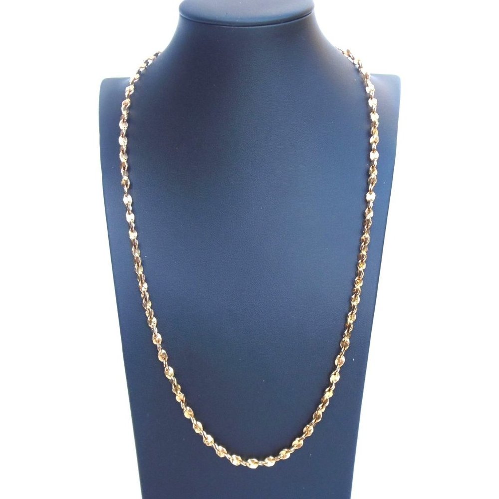 Thick Gold Tone Twisted Snake or Nugget Chain 26"